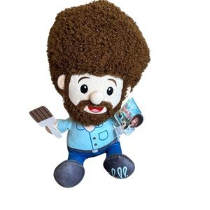 Licensed Bob Ross Character Plush Figure Doll Happy Little Painting Chill 13 In